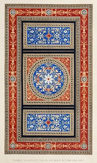 Pavement in encaustic tiles from the Industrial arts of the Nineteenth Century (1851-1853) by <a href="https://www.rawpixel.com/search/Sir%20Matthew%20Digby%20wyatt?">Sir Matthew Digby wyatt</a> (1820-1877).