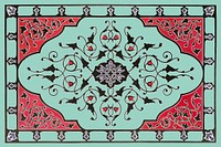 Vintage ornamental background, green floral illustration psd, remix from the artwork of Sir Matthew Digby Wyatt