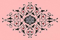 Vintage ornamental background, pink floral illustration psd, remix from the artwork of Sir Matthew Digby Wyatt