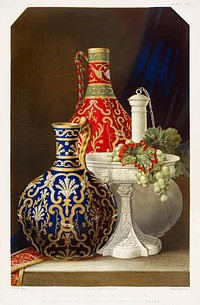 Group of objects in porcelain from the Industrial arts of the Nineteenth Century (1851-1853) by Sir Matthew Digby wyatt (1820-1877).