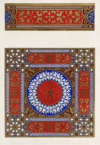 Decoration derived from the Alhambra from the Industrial arts of the Nineteenth Century (1851-1853) by <a href="https://www.rawpixel.com/search/Sir%20Matthew%20Digby%20wyatt?">Sir Matthew Digby wyatt</a> (1820-1877).