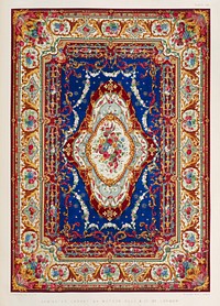 Axminster carpet from the Industrial arts of the Nineteenth Century (1851-1853) by <a href="https://www.rawpixel.com/search/Sir%20Matthew%20Digby%20wyatt?">Sir Matthew Digby wyatt</a> (1820-1877).