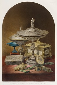 Specimens of silversmiths from the Industrial arts of the Nineteenth Century (1851-1853) by <a href="https://www.rawpixel.com/search/Sir%20Matthew%20Digby%20wyatt?">Sir Matthew Digby wyatt</a> (1820-1877).