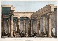View of the interior of the temple in the Isle of Philoe illustration from the kings tombs in Thebes by <a href="https://www.rawpixel.com/search/Giovanni%20Battista%20Belzoni?">Giovanni Battista Belzoni</a> (1778-1823) from Plates illustrative of the researches and operations in Egypt and Nubia (1820). Original from New York public library. Digitally enhanced by rawpixel.