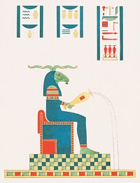 Khnum illustration from Pantheon Egyptien (1823-1825) by <a href="https://www.rawpixel.com/search/Leon%20Jean%20Joseph%20Dubois?&amp;sort=curated&amp;page=1">Leon Jean Joseph Dubois</a> (1780-1846). Original from The New York Public Library. Digitally enhanced by rawpixel.