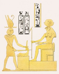 The Cynocephalus, emblem of Khonsu illustration from Pantheon Egyptien (1823-1825) by <a href="https://www.rawpixel.com/search/Leon%20Jean%20Joseph%20Dubois?&amp;sort=curated&amp;page=1">Leon Jean Joseph Dubois</a> (1780-1846). Original from The New York Public Library. Digitally enhanced by rawpixel.