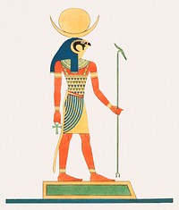 Khonsu illustration from Pantheon Egyptien (1823-1825) by <a href="https://www.rawpixel.com/search/Leon%20Jean%20Joseph%20Dubois?&amp;sort=curated&amp;page=1">Leon Jean Joseph Dubois</a> (1780-1846). Original from The New York Public Library. Digitally enhanced by rawpixel.