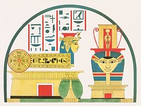 Emblems of Hathor illustration from Pantheon Egyptien (1823-1825) by <a href="https://www.rawpixel.com/search/Leon%20Jean%20Joseph%20Dubois?&amp;sort=curated&amp;page=1">Leon Jean Joseph Dubois</a> (1780-1846). Original from The New York Public Library. Digitally enhanced by rawpixel.