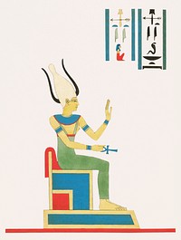 Vintage illustration of Satis illustration from Pantheon Egyptien (1823-1825) by <a href="https://www.rawpixel.com/search/Leon%20Jean%20Joseph%20Dubois?&amp;sort=curated&amp;page=1">Leon Jean Joseph Dubois</a> (1780-1846). Digitally enhanced by rawpixel.