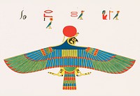 Hawk, emblem of Ra illustration from Pantheon Egyptien (1823-1825) by <a href="https://www.rawpixel.com/search/Leon%20Jean%20Joseph%20Dubois?&amp;sort=curated&amp;page=1">Leon Jean Joseph Dubois</a> (1780-1846). Original from The New York Public Library. Digitally enhanced by rawpixel.