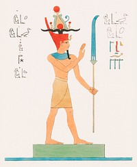 Geb illustration from Pantheon Egyptien (1823-1825) by <a href="https://www.rawpixel.com/search/Leon%20Jean%20Joseph%20Dubois?&amp;sort=curated&amp;page=1">Leon Jean Joseph Dubois</a> (1780-1846). Original from The New York Public Library. Digitally enhanced by rawpixel.