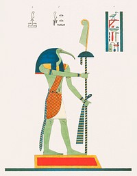 Thoth illustration from Pantheon Egyptien (1823-1825) by <a href="https://www.rawpixel.com/search/Leon%20Jean%20Joseph%20Dubois?&amp;sort=curated&amp;page=1">Leon Jean Joseph Dubois</a> (1780-1846). Original from The New York Public Library. Digitally enhanced by rawpixel.