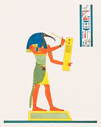 Thoth illustration from Pantheon Egyptien (1823-1825) by <a href="https://www.rawpixel.com/search/Leon%20Jean%20Joseph%20Dubois?&amp;sort=curated&amp;page=1">Leon Jean Joseph Dubois</a> (1780-1846). Original from The New York Public Library. Digitally enhanced by rawpixel.