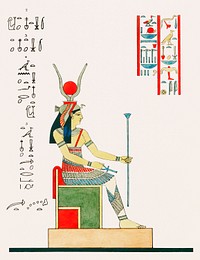 Hathor illustration from Pantheon Egyptien (1823-1825) by Leon Jean Joseph Dubois (1780-1846).  Original from The New York Public Library. Digitally enhanced by rawpixel.