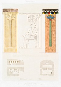 Pillars of hypogea in Zawyet el-Maiyitin from Histoire de l&#39;art &eacute;gyptien (1878) by <a href="https://www.rawpixel.com/search/%C3%89mile?sort=curated&amp;page=1">&Eacute;mile Prisse d&#39;Avennes</a>. Original from The New York Public Library. Digitally enhanced by rawpixel.