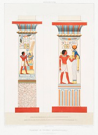 Pilasters or quadrangular columns from Histoire de l&#39;art &eacute;gyptien (1878) by <a href="https://www.rawpixel.com/search/%C3%89mile?sort=curated&amp;page=1">&Eacute;mile Prisse d&#39;Avennes</a>. Original from The New York Public Library. Digitally enhanced by rawpixel.