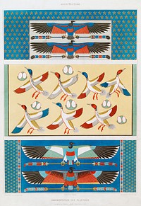 Ceiling Ornamentation (Memphis &amp; Thebes) from Histoire de l&#39;art &eacute;gyptien (1878) by <a href="https://www.rawpixel.com/search/%C3%89mile?sort=curated&amp;page=1">&Eacute;mile Prisse d&#39;Avennes</a>. Original from The New York Public Library. Digitally enhanced by rawpixel.
