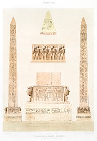 Obelisk of Ramses - Me&iuml;moun from Histoire de l&#39;art &eacute;gyptien (1878) by <a href="https://www.rawpixel.com/search/%C3%89mile?sort=curated&amp;page=1">&Eacute;mile Prisse d&#39;Avennes</a>. Original from The New York Public Library. Digitally enhanced by rawpixel.