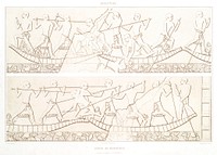 Joust of Sailors from Histoire de l&#39;art &eacute;gyptien (1878) by <a href="https://www.rawpixel.com/search/%C3%89mile?sort=curated&amp;page=1">&Eacute;mile Prisse d&#39;Avennes</a>. Original from The New York Public Library. Digitally enhanced by rawpixel.