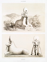 Rams from Histoire de l&#39;art &eacute;gyptien (1878) by <a href="https://www.rawpixel.com/search/%C3%89mile?sort=curated&amp;page=1">&Eacute;mile Prisse d&#39;Avennes</a>. Original from The New York Public Library. Digitally enhanced by rawpixel.