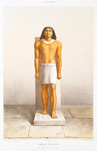 Khafre author from Histoire de l&#39;art &eacute;gyptien (1878) by <a href="https://www.rawpixel.com/search/%C3%89mile%20Prisse%20d%27Avennes?&amp;sort=curated&amp;page=1">&Eacute;mile Prisse d&#39;Avennes</a> (1807-1879). Digitally enhanced by rawpixel.