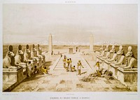 Dromos of the big temple in Karnak from Histoire de l'art &eacute;gyptien (1878) by &Eacute;mile Prisse d'Avennes. Original from The New York Public Library. Digitally enhanced by rawpixel.