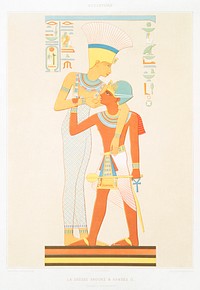 Goddess Anouke & Ramses II from Histoire de l'art égyptien (1878) by émile Prisse d'Avennes. Original from The New York Public Library. Digitally enhanced by rawpixel.