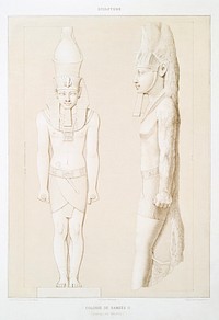 Statue of Ramses II from Histoire de l'art &eacute;gyptien (1878) by &Eacute;mile Prisse d'Avennes. Original from The New York Public Library. Digitally enhanced by rawpixel.