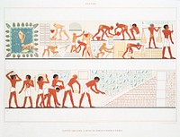 Captives workers build a temple of Amun, at Thebes from Histoire de l&#39;art &eacute;gyptien (1878) by <a href="https://www.rawpixel.com/search/%C3%89mile?sort=curated&amp;page=1">&Eacute;mile Prisse d&#39;Avennes</a>. Original from The New York Public Library. Digitally enhanced by rawpixel.