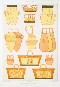 Vases from the tomb of Ramses III from Histoire de l'art &eacute;gyptien (1878) by &Eacute;mile Prisse d'Avennes. Original from The New York Public Library. Digitally enhanced by rawpixel.