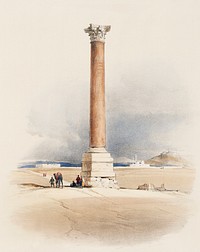 Pompey's Pillar Alexandria illustration by David Roberts (1796&ndash;1864). Original from The New York Public Library. Digitally enhanced by rawpixel.