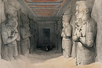 Interior of the Temple of Aboo Simbel Nubia illustration by <a href="https://www.rawpixel.com/search/David%20Roberts?&amp;page=1">David Roberts</a> (1796&ndash;1864). Original from The New York Public Library. Digitally enhanced by rawpixel.