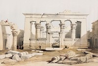 Portico of the Temple of Kalabshi illustration by <a href="https://www.rawpixel.com/search/David%20Roberts?&amp;page=1">David Roberts</a> (1796&ndash;1864). Original from The New York Public Library. Digitally enhanced by rawpixel.
