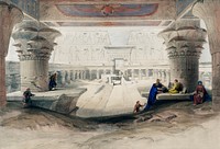 View from under the portico of Temple of Edfou in upper Egypt illustration by <a href="https://www.rawpixel.com/search/David%20Roberts?&amp;page=1">David Roberts</a> (1796&ndash;1864). Original from The New York Public Library. Digitally enhanced by rawpixel.