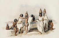Nubian women at Kortie on the Nile illustration by <a href="https://www.rawpixel.com/search/David%20Roberts?&amp;page=1">David Roberts</a> (1796&ndash;1864). Original from The New York Public Library. Digitally enhanced by rawpixel.