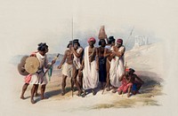 Group of Nubians (Wady Kardasey) illustration by David Roberts (1796&ndash;1864). Original from The New York Public Library. Digitally enhanced by rawpixel.