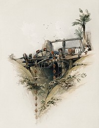 A Persian wheel used in raising water from the Nile illustration by David Roberts (1796–1864). Original from The New York Public Library. Digitally enhanced by rawpixel.