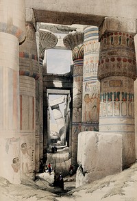 Karnac (Karnak) illustration by <a href="https://www.rawpixel.com/search/David%20Roberts?&amp;page=1">David Roberts</a> (1796&ndash;1864). Original from The New York Public Library. Digitally enhanced by rawpixel.