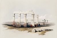 Remains of the Temple of Medamout at Thebes illustration by <a href="https://www.rawpixel.com/search/David%20Roberts?&amp;page=1">David Roberts</a> (1796&ndash;1864). Original from The New York Public Library. Digitally enhanced by rawpixel.