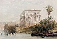 The hypaethral temple at Philae called the Bed of Pharaoh illustration by <a href="https://www.rawpixel.com/search/David%20Roberts?&amp;page=1">David Roberts</a> (1796&ndash;1864). Original from The New York Public Library. Digitally enhanced by rawpixel.