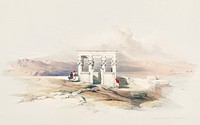 Temple of Isis on the roof of the great temple of Dendera (Dandara) illustration by <a href="https://www.rawpixel.com/search/David%20Roberts?&amp;page=1">David Roberts</a> (1796&ndash;1864). Original from The New York Public Library. Digitally enhanced by rawpixel.