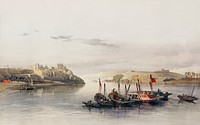 General view of Esouan and the Island of Elephantine illustration by <a href="https://www.rawpixel.com/search/David%20Roberts?&amp;page=1">David Roberts</a> (1796&ndash;1864). Original from The New York Public Library. Digitally enhanced by rawpixel.