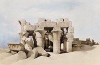 Kom Ombo is an agricultural town in Egypt illustration by <a href="https://www.rawpixel.com/search/David%20Roberts?&amp;page=1">David Roberts</a> (1796&ndash;1864). Original from The New York Public Library. Digitally enhanced by rawpixel.