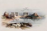 Philae illustration by <a href="https://www.rawpixel.com/search/David%20Roberts?&amp;page=1">David Roberts</a> (1796&ndash;1864). Original from The New York Public Library. Digitally enhanced by rawpixel.
