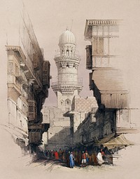 Street scene in Cairo illustration by David Roberts (1796&ndash;1864). Original from The New York Public Library. Digitally enhanced by rawpixel.