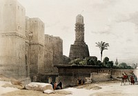 Gate of Victory (Bab an Nasr) and Mosque of El Hakim illustration by <a href="https://www.rawpixel.com/search/David%20Roberts?&amp;page=1">David Roberts</a> (1796&ndash;1864). Original from The New York Public Library. Digitally enhanced by rawpixel.