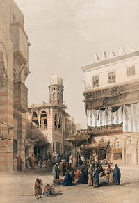 Bazaar of the coppersmiths Cairo illustration by David Roberts (1796&ndash;1864). Original from The New York Public Library. Digitally enhanced by rawpixel.
