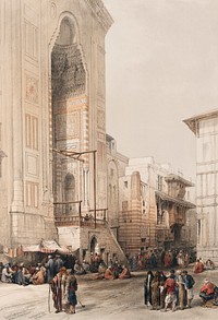 Grand entrance to the Mosque of the Sultan Hassan illustration by David Roberts (1796&ndash;1864). Original from The New York Public Library. Digitally enhanced by rawpixel.