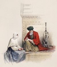The letter writer in Cairo illustration by <a href="https://www.rawpixel.com/search/David%20Roberts?&amp;page=1">David Roberts</a> (1796&ndash;1864). Original from The New York Public Library. Digitally enhanced by rawpixel.