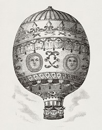 Vintage illustration of Montgolfier&#39;s balloon